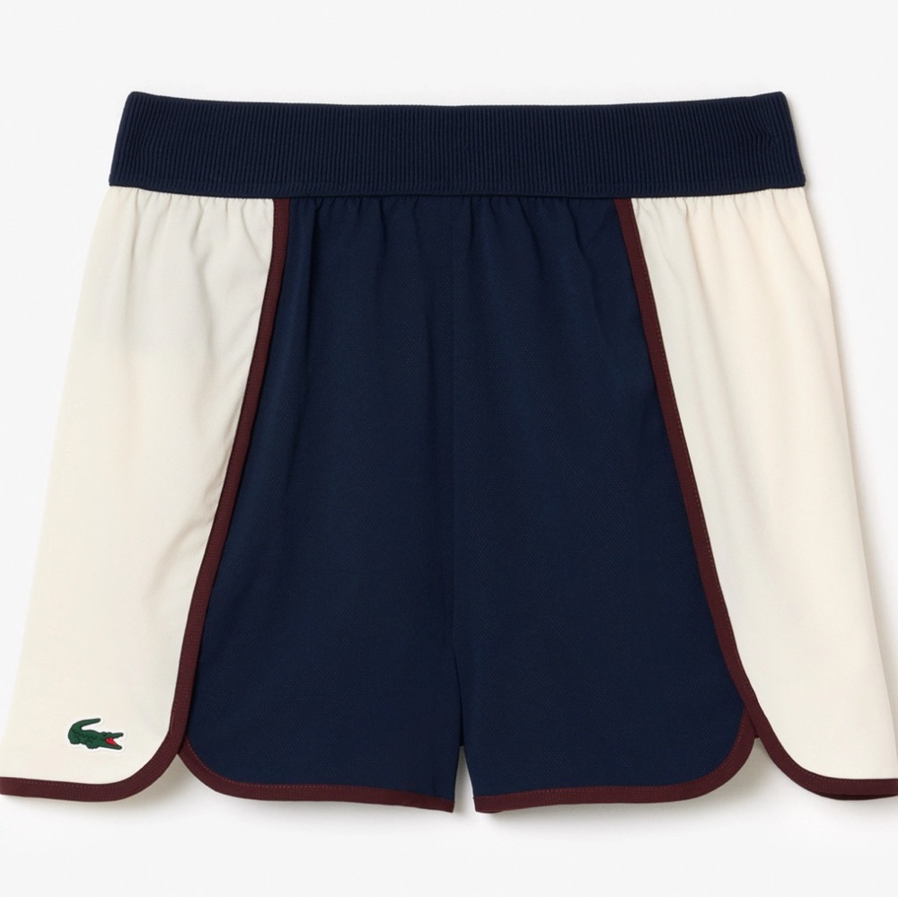 Lacoste Women's Blue and Cream Athletic Shorts